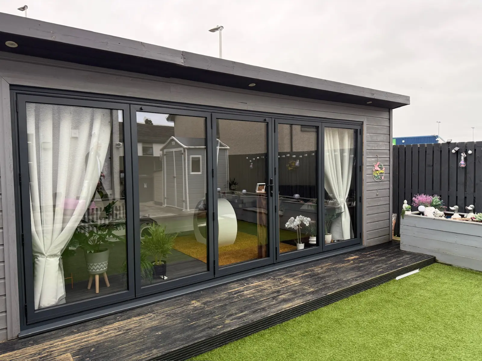 Anthracite grey aluminium bifold door installation, Dundee