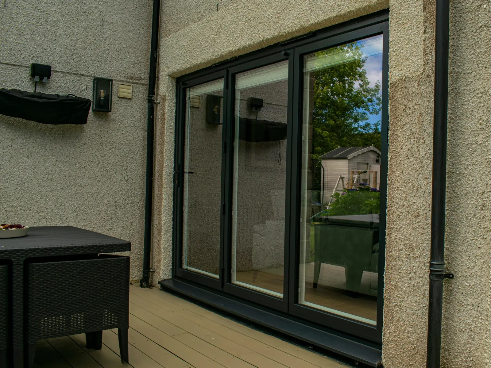 Anthracite grey aluminium bifold door installation, Dundee