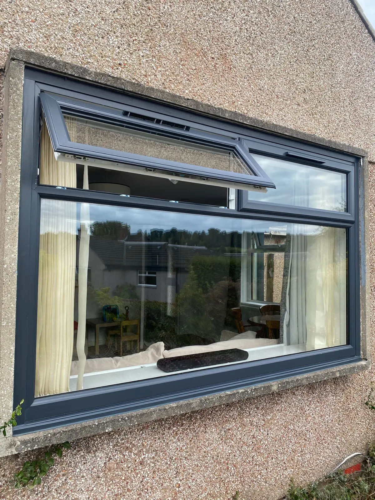 Anthracite grey PVC casement window installation, Dundee