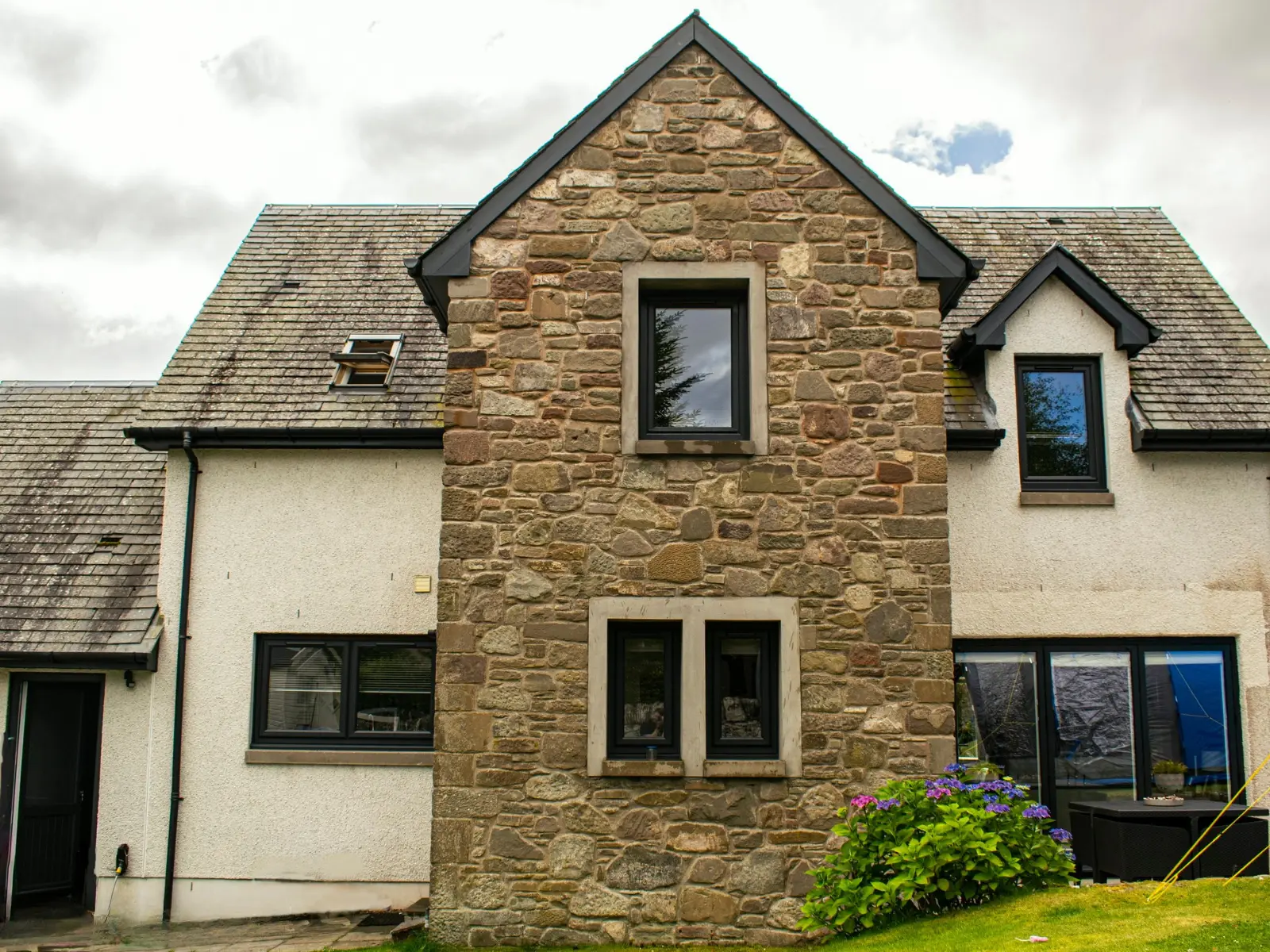 Anthracite grey aluminium casement window installation, Dundee