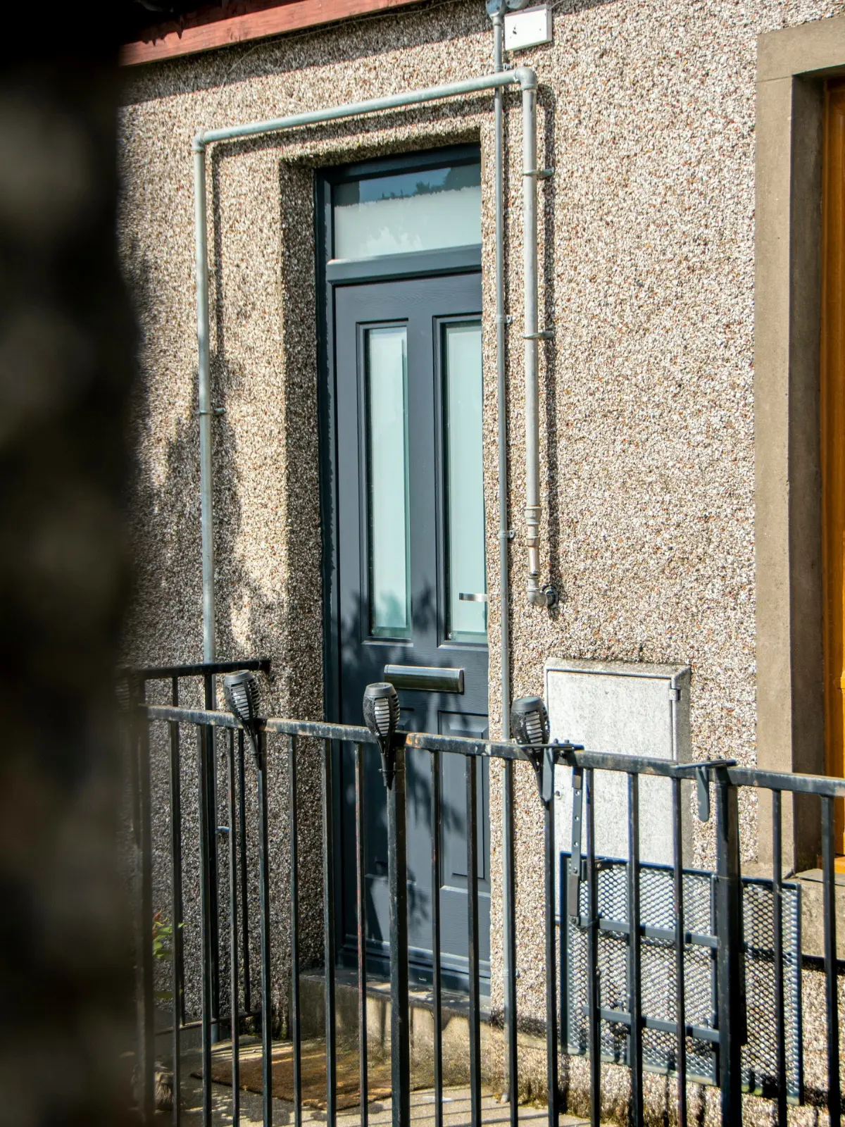 Anthracite grey composite front door installation, Dundee