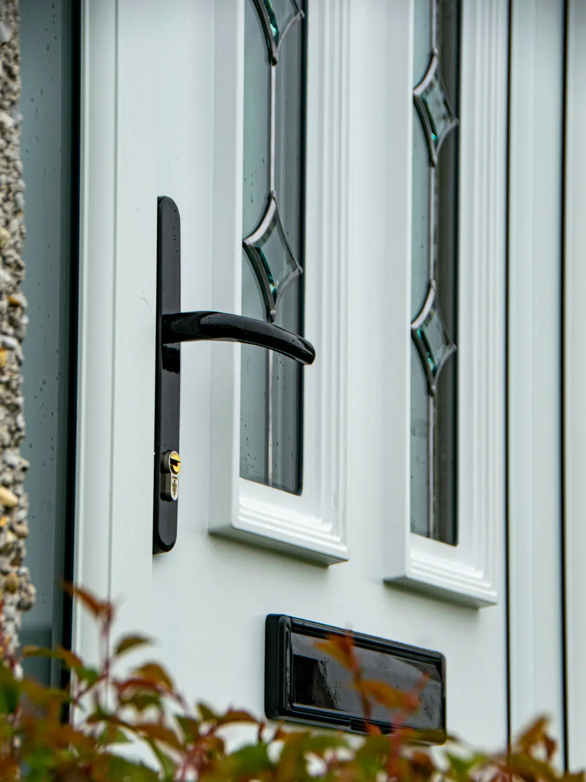 White composite front door installation, Dundee
