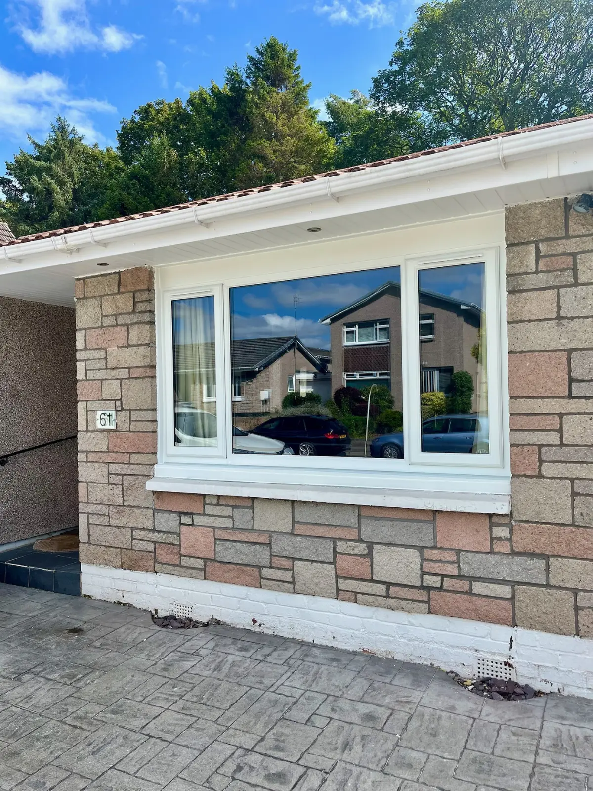 White uPVC casement window installation, Dundee
