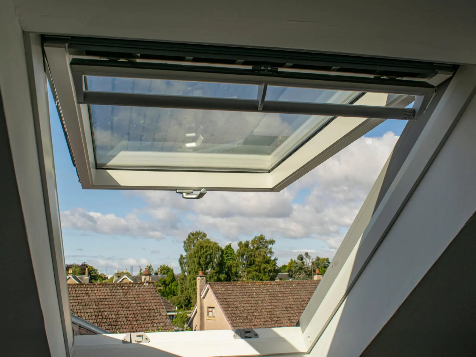 Top hinged Velux timber roof window installation, Dundee
